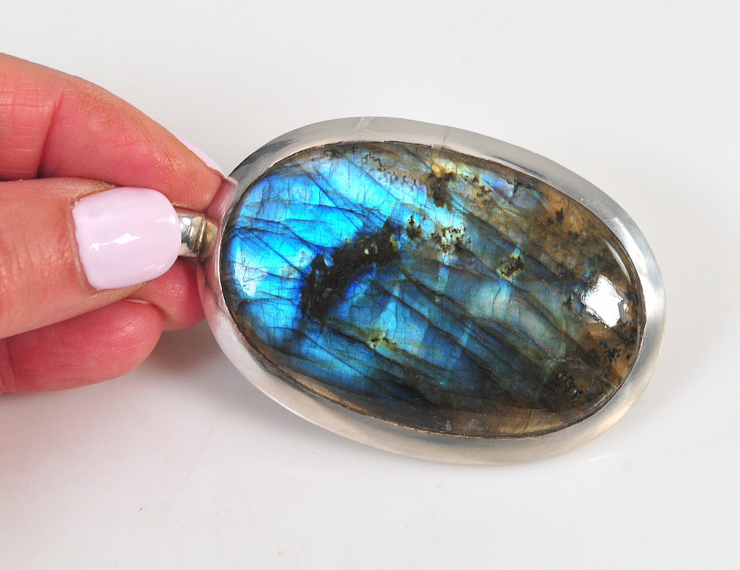 Huge Sterling Silver Labradorite Pendant