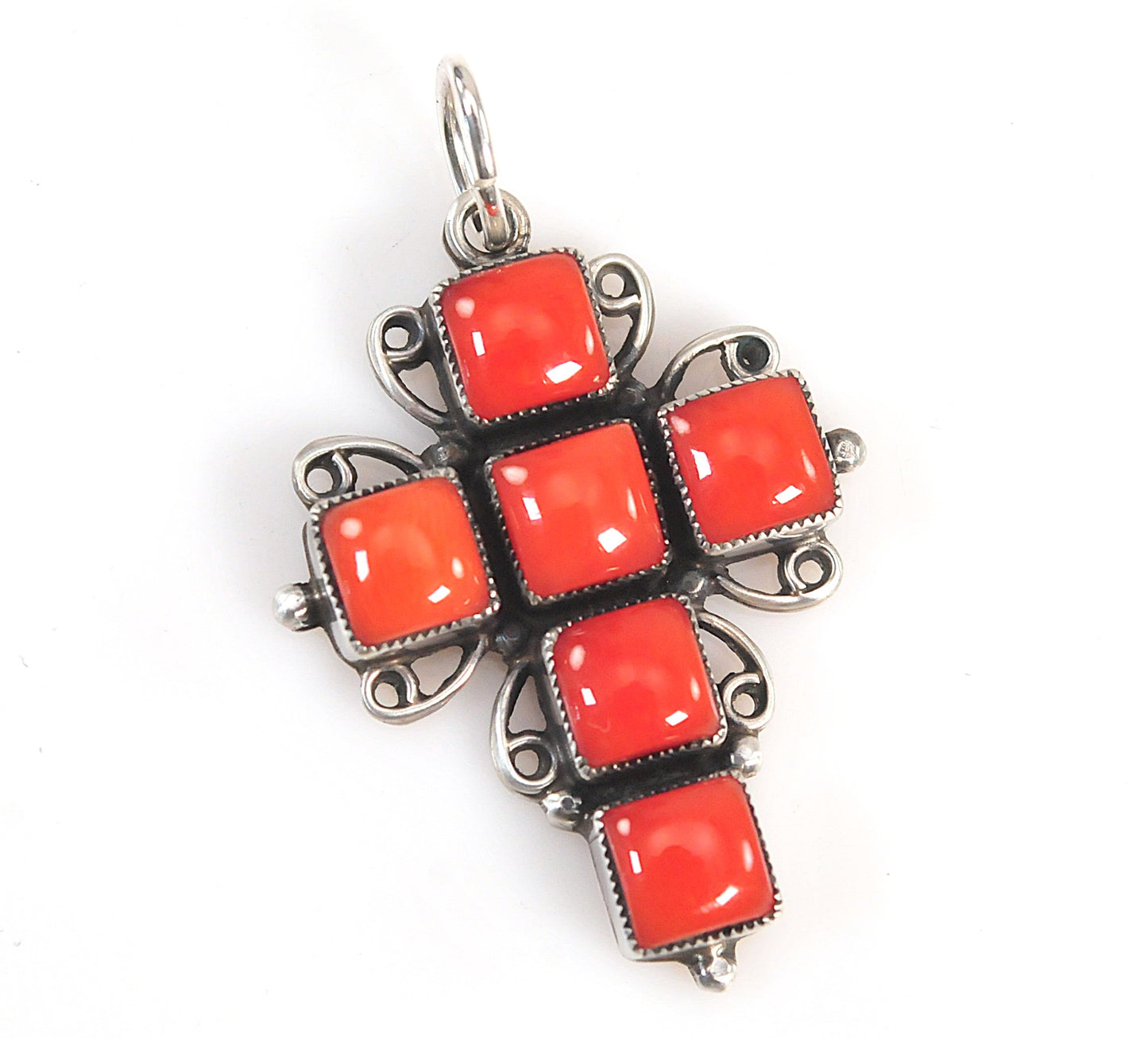 Leo Feeney Sterling Silver Coral Cross Pendant