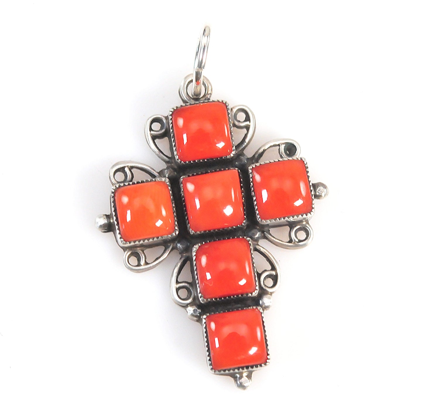 Leo Feeney Sterling Silver Coral Cross Pendant