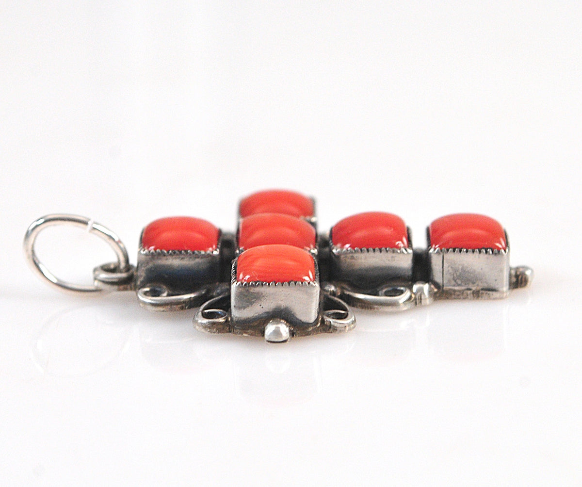 Leo Feeney Sterling Silver Coral Cross Pendant