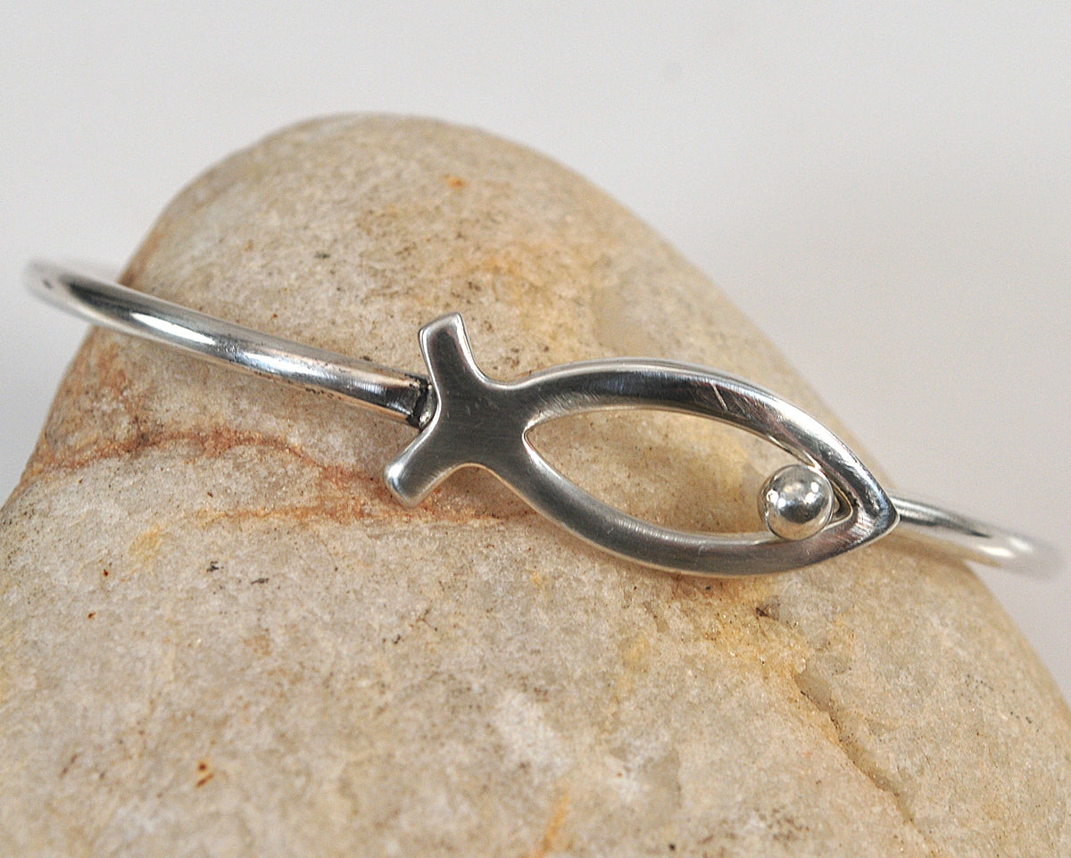 Sterling Silver Ichthys Fish Hook Bracelet