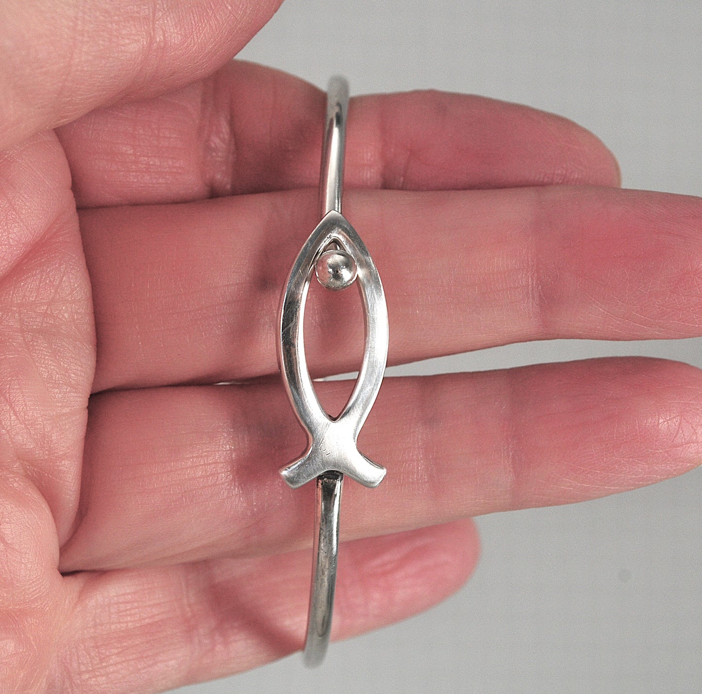 Sterling Silver Ichthys Fish Hook Bracelet