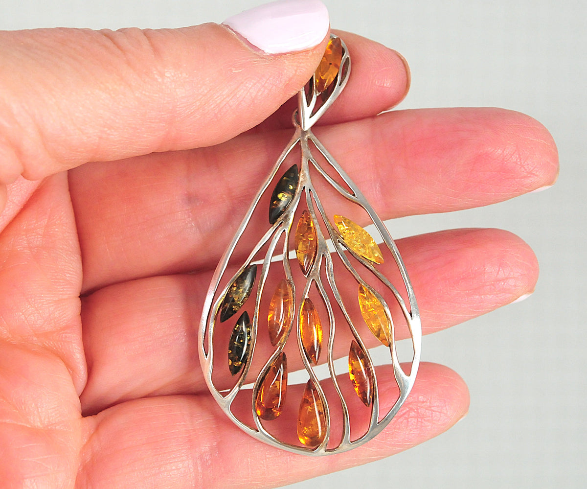 Sterling Silver Amber Pendant