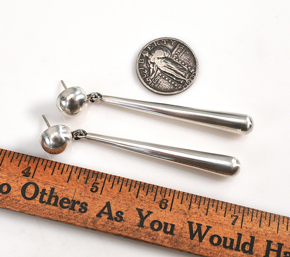 LONG Taxco Sterling Silver Statement Earrings