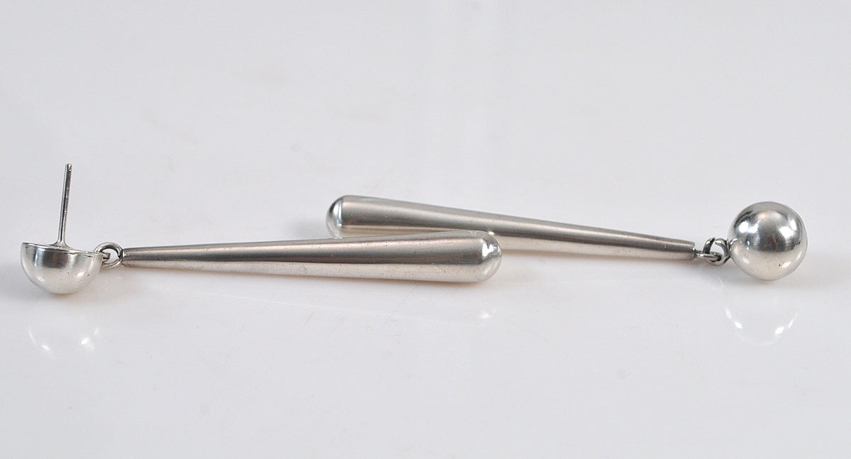 LONG Taxco Sterling Silver Statement Earrings