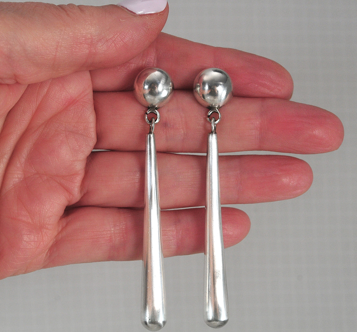 LONG Taxco Sterling Silver Statement Earrings