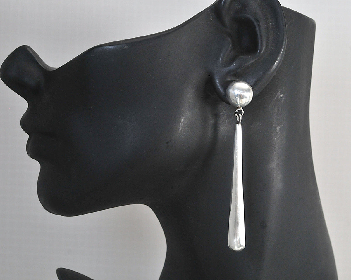 LONG Taxco Sterling Silver Statement Earrings