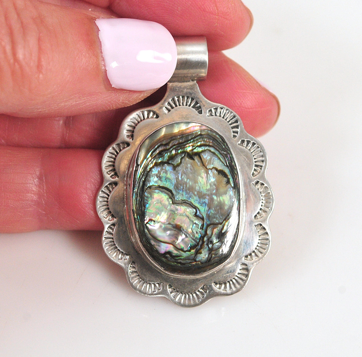 ATI Sterling Silver Abalone Slider Pendant