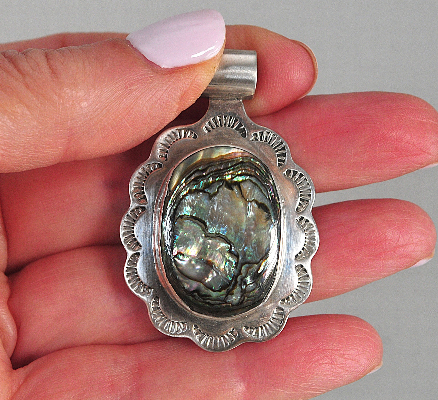ATI Sterling Silver Abalone Slider Pendant