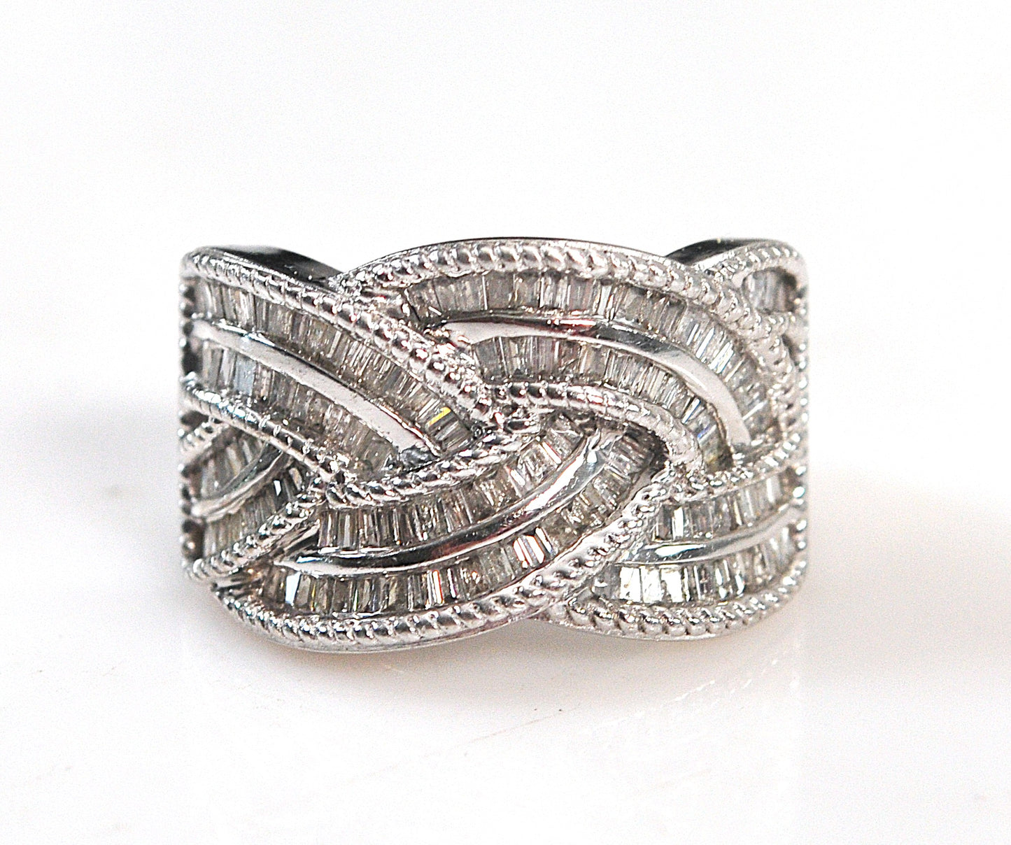 Signed Sterling Silver Diamond Ring