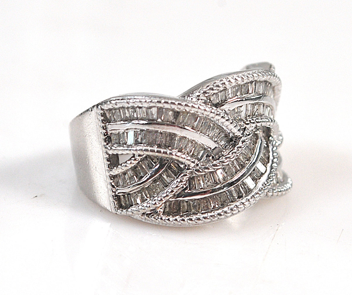 Signed Sterling Silver Diamond Ring