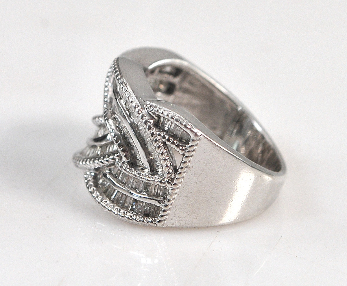 Signed Sterling Silver Diamond Ring