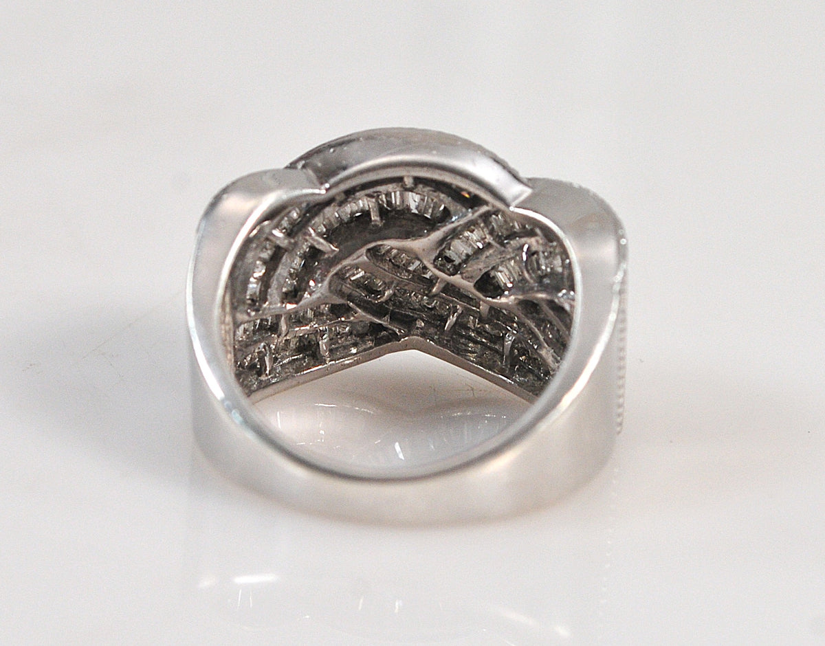 Signed Sterling Silver Diamond Ring