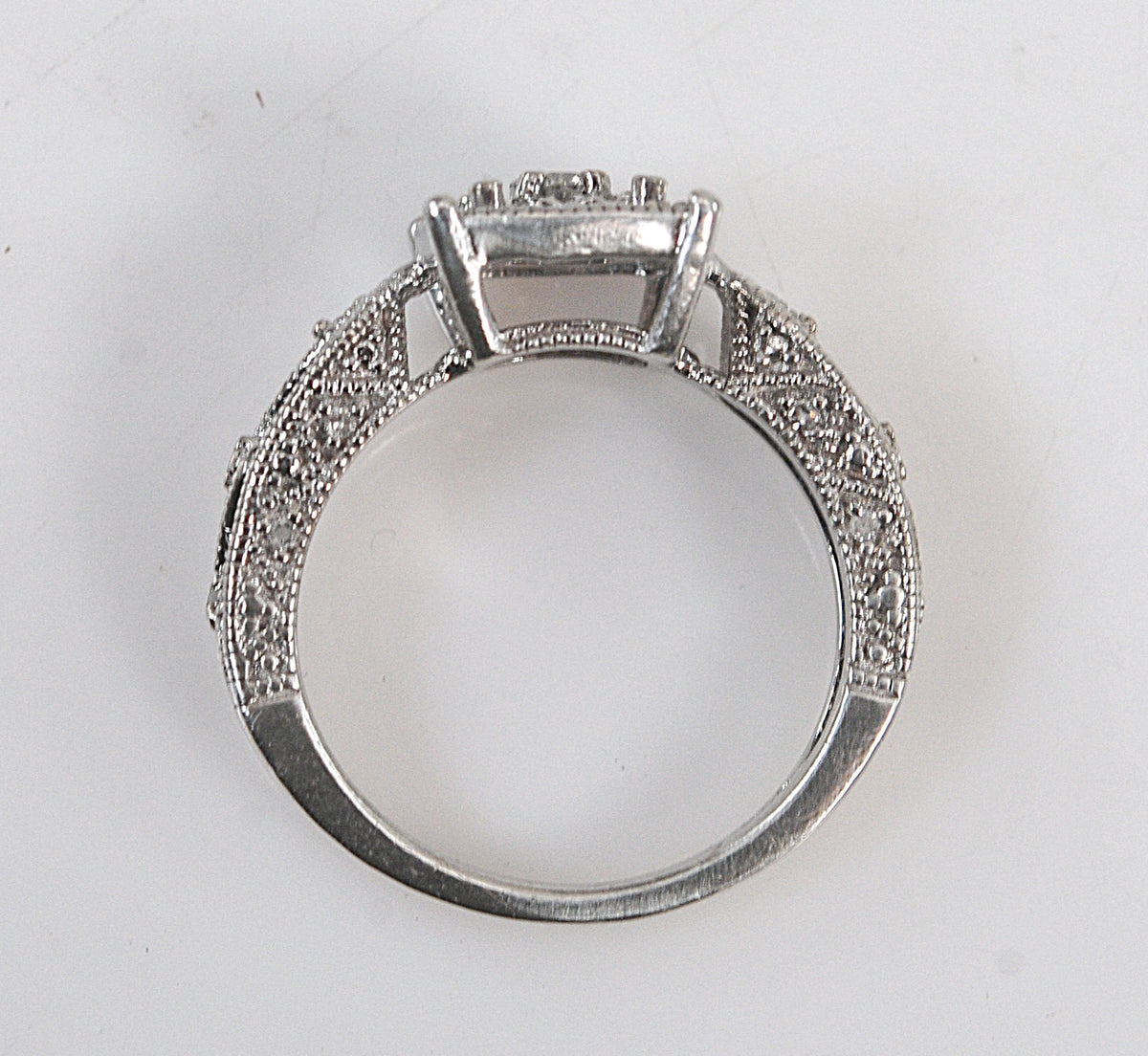 Signed Sterling Silver Diamond Ring
