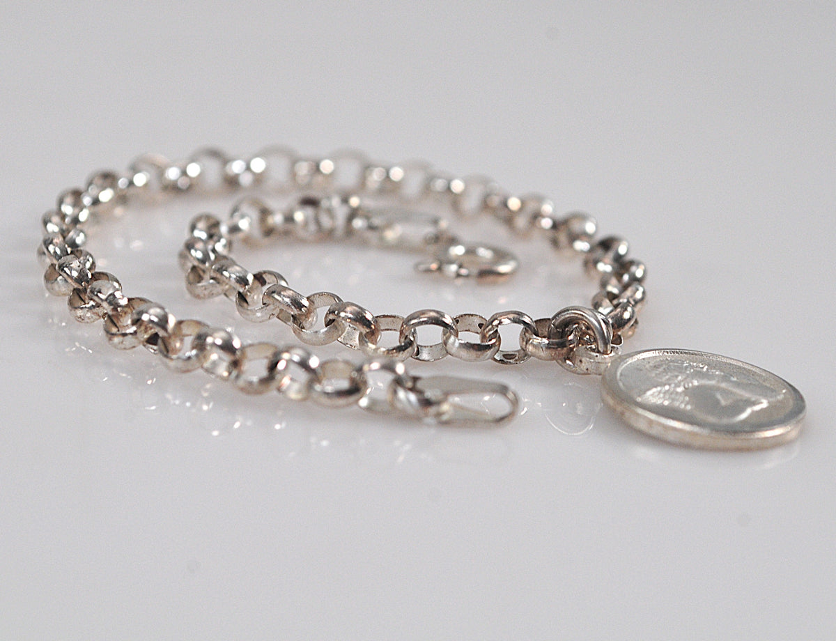 Sterling Silver Rolo Angel Charm Bracelet