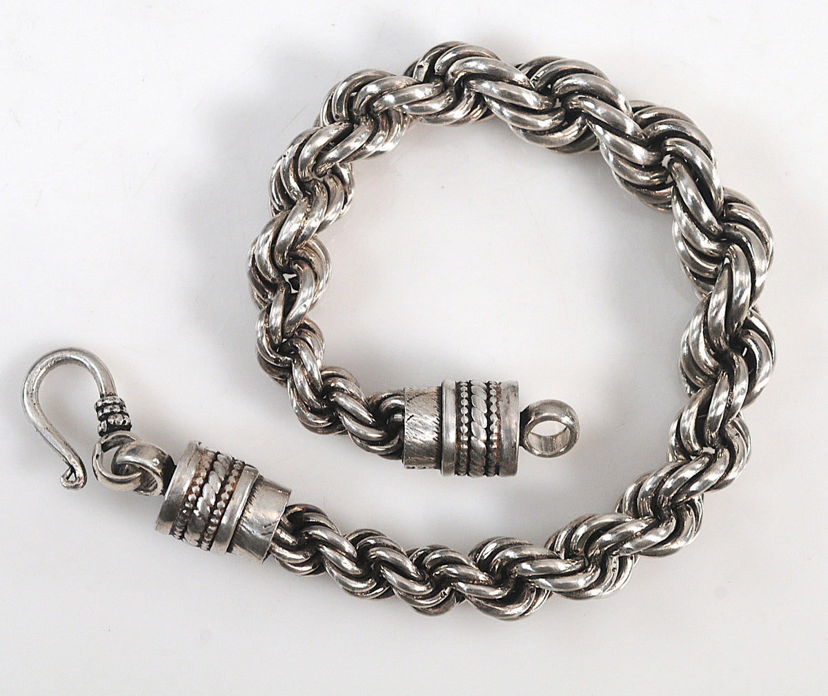 Heavy Vintage Sterling Silver Spiral Link Bracelet