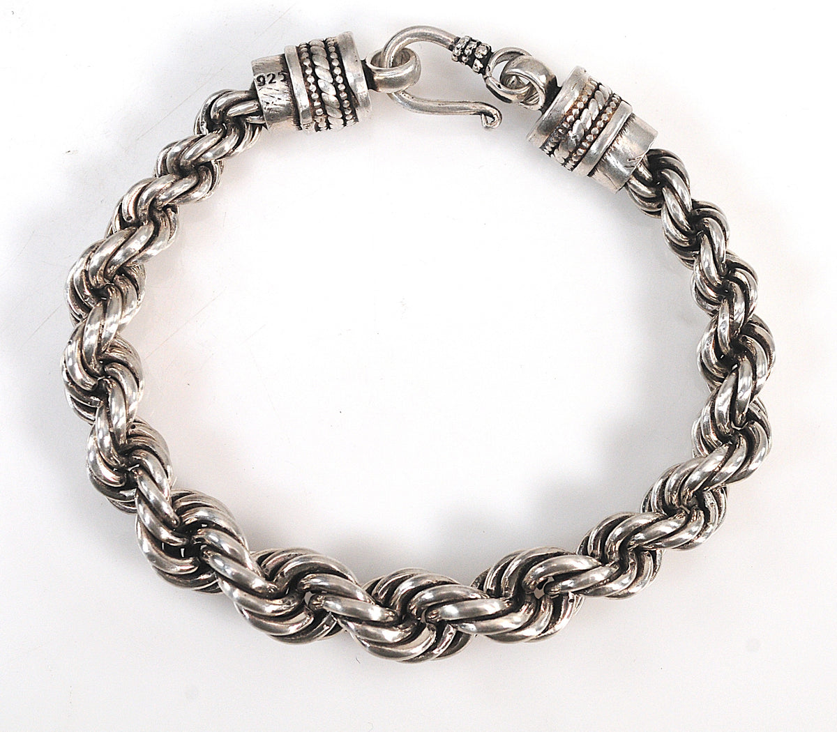 Heavy Vintage Sterling Silver Spiral Link Bracelet
