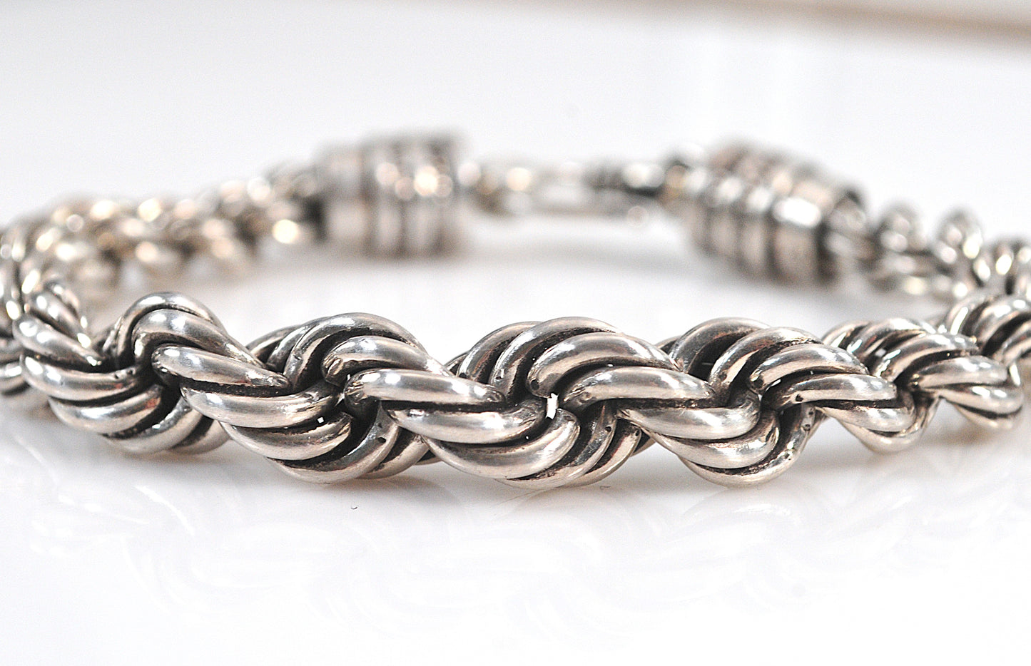 Heavy Vintage Sterling Silver Spiral Link Bracelet