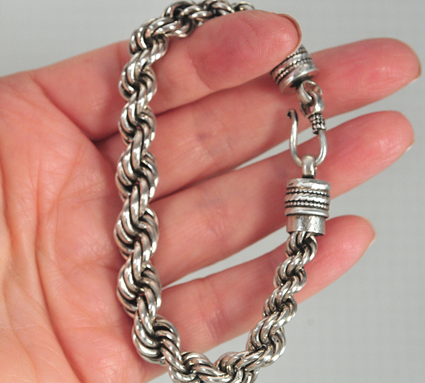 Heavy Vintage Sterling Silver Spiral Link Bracelet