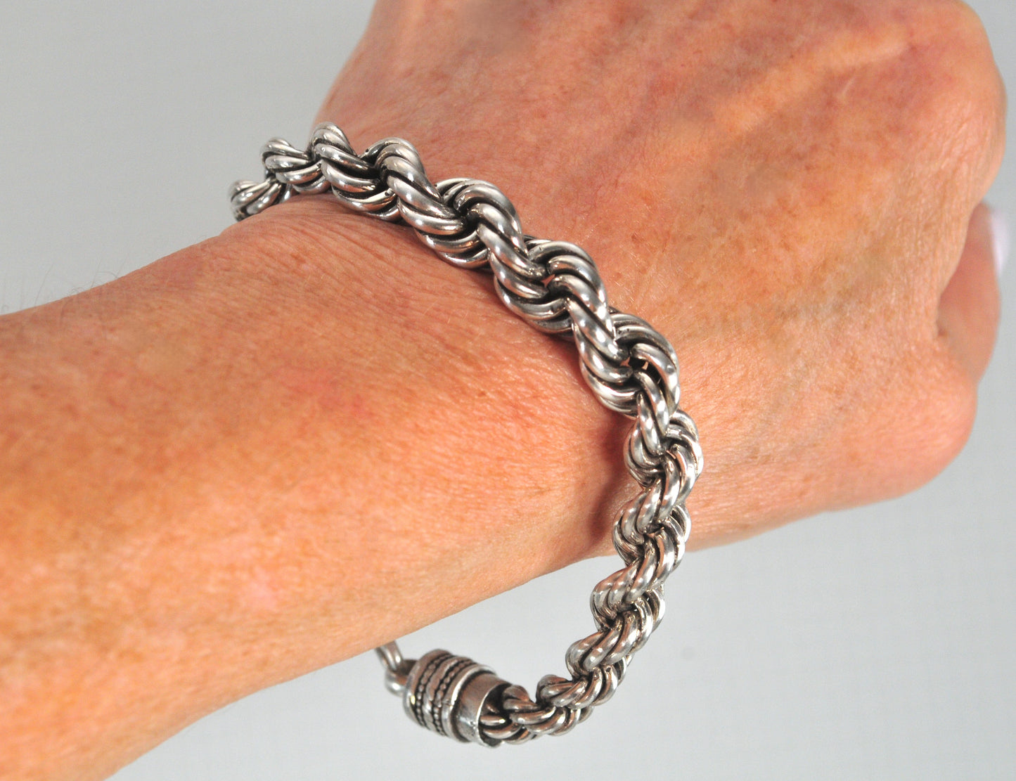 Heavy Vintage Sterling Silver Spiral Link Bracelet