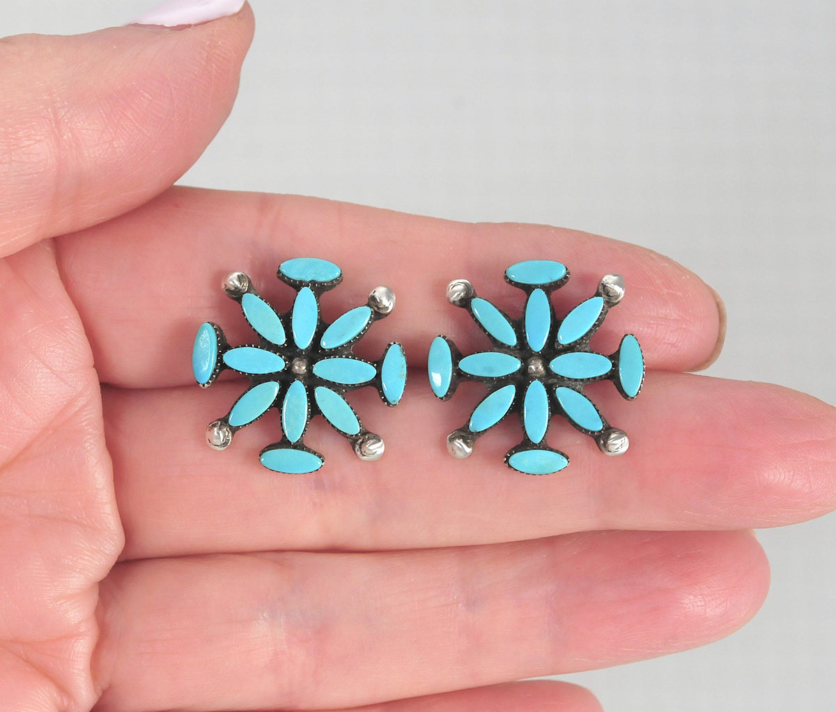 Zuni Sterling Silver Turquoise Earrings