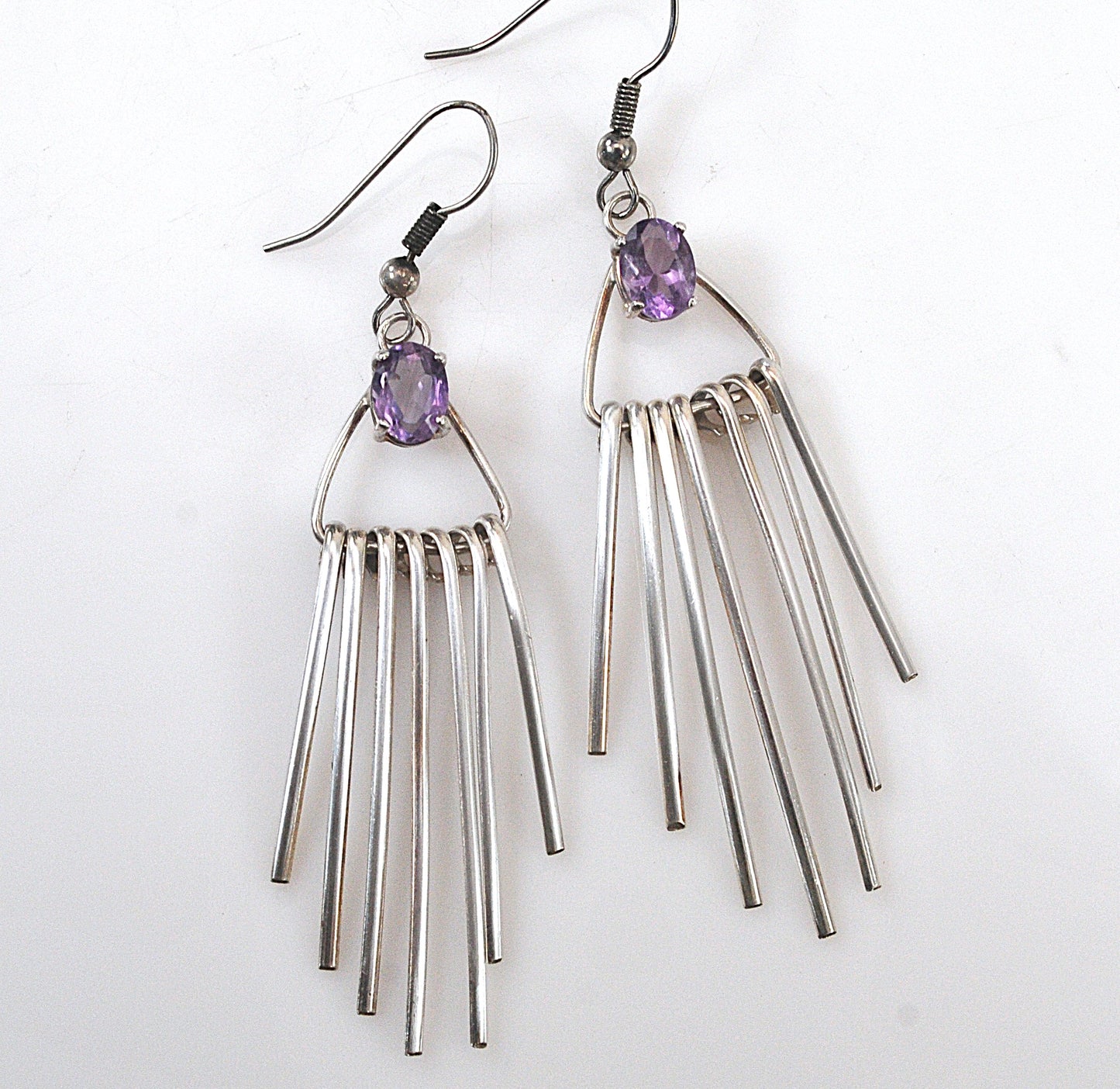 Sterling Silver Amethyst Fringe Earrings