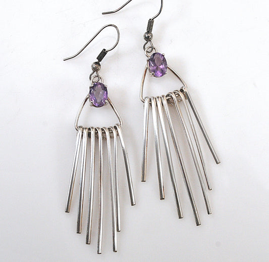 Sterling Silver Amethyst Fringe Earrings