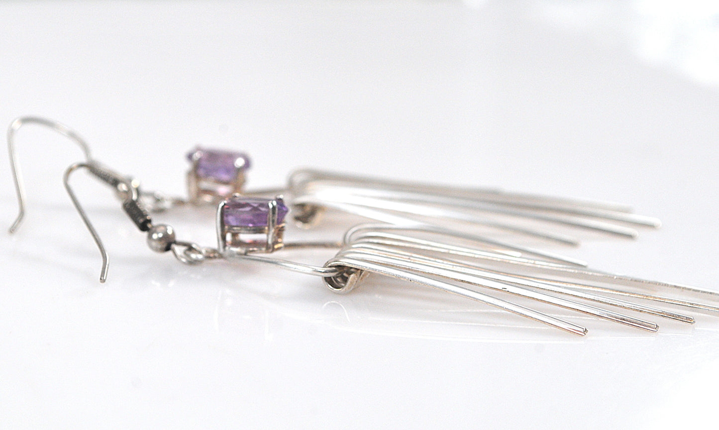 Sterling Silver Amethyst Fringe Earrings