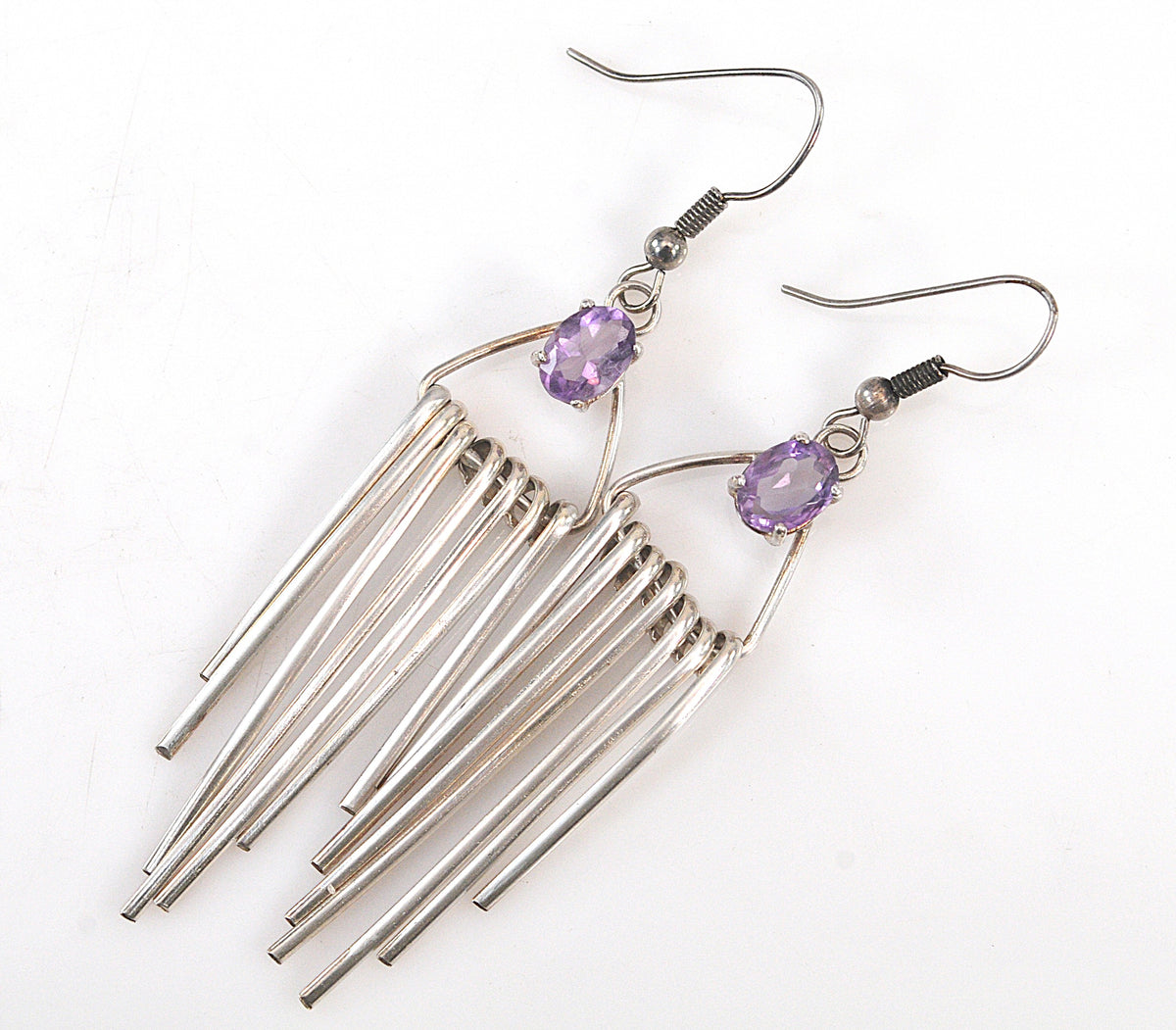 Sterling Silver Amethyst Fringe Earrings