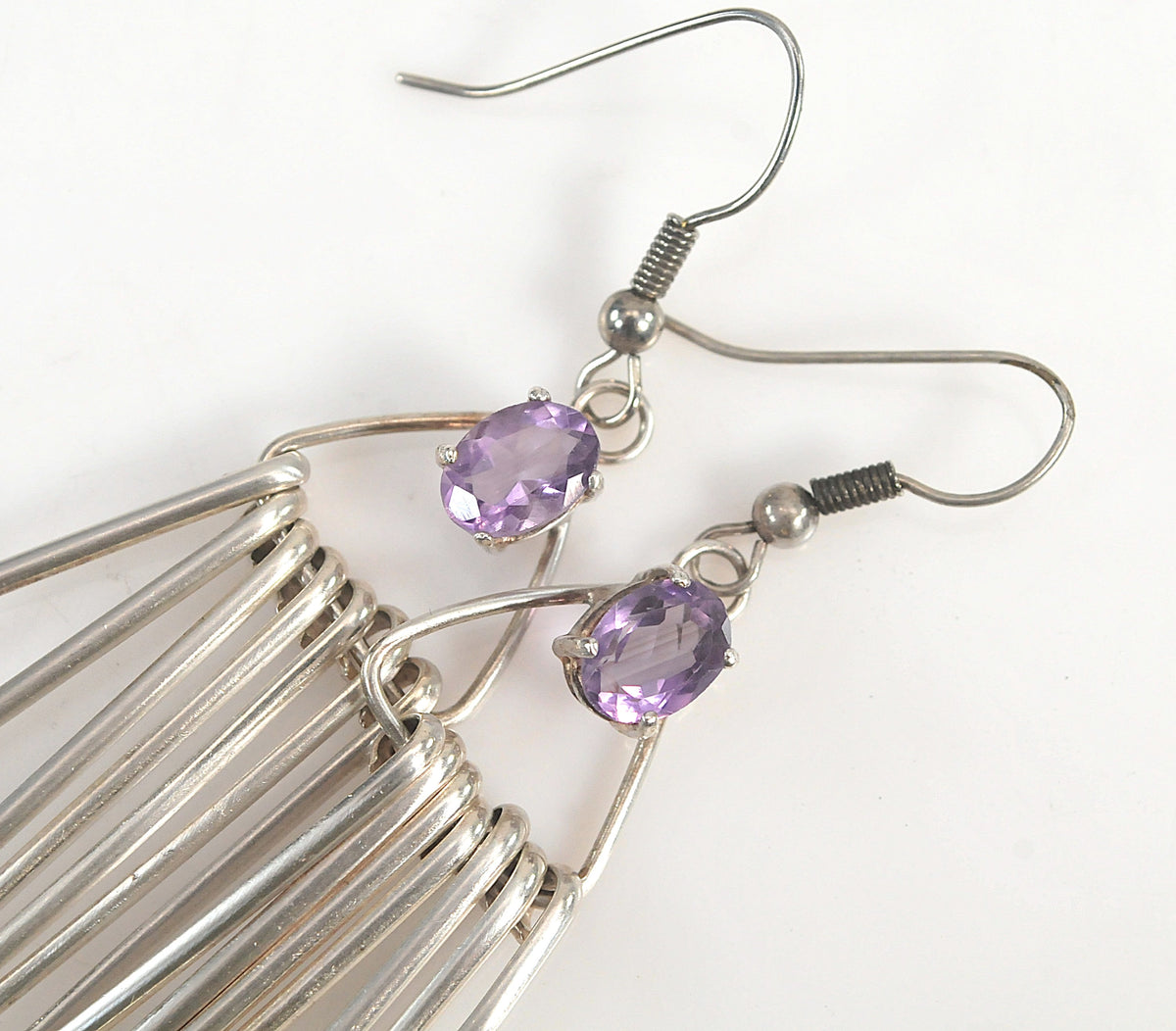 Sterling Silver Amethyst Fringe Earrings