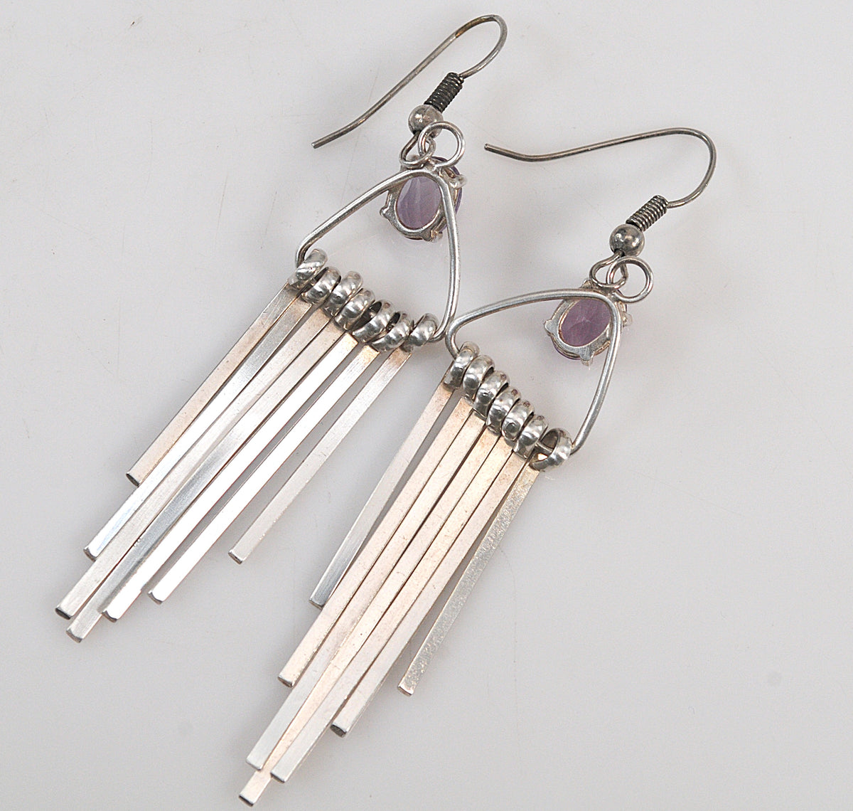 Sterling Silver Amethyst Fringe Earrings