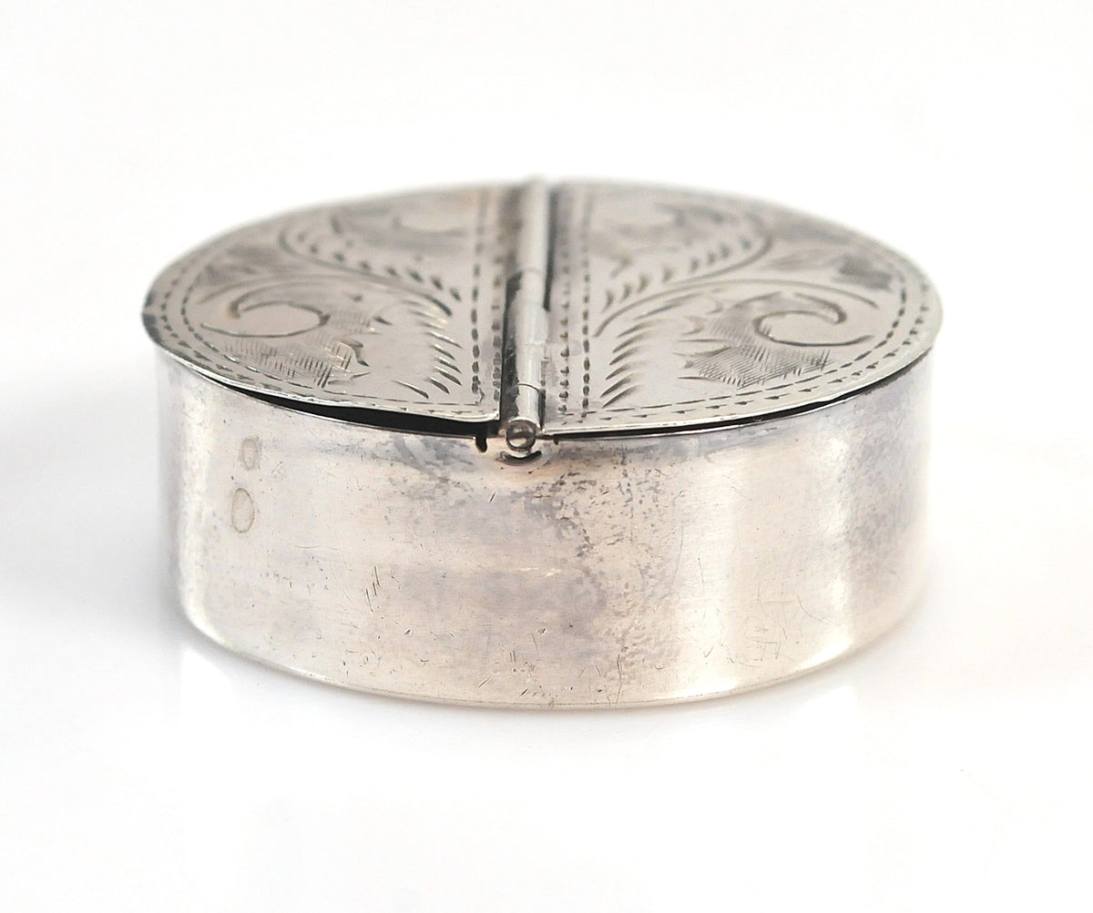 Vintage Sterling Silver Pill Box, Trinket Box