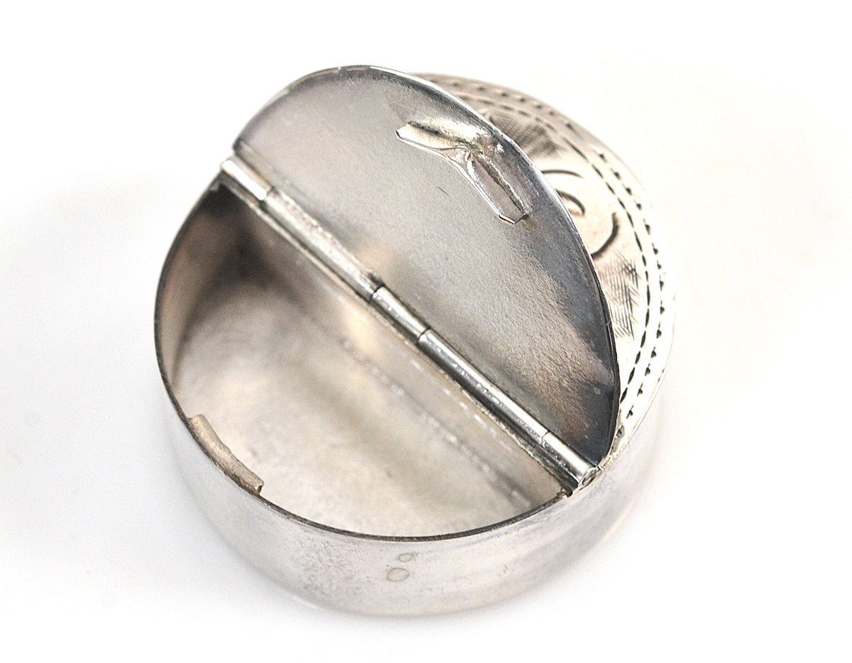 Vintage Sterling Silver Pill Box, Trinket Box