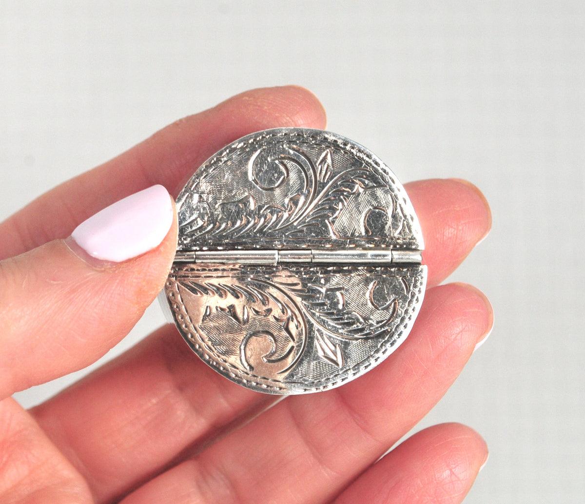 Vintage Sterling Silver Pill Box, Trinket Box