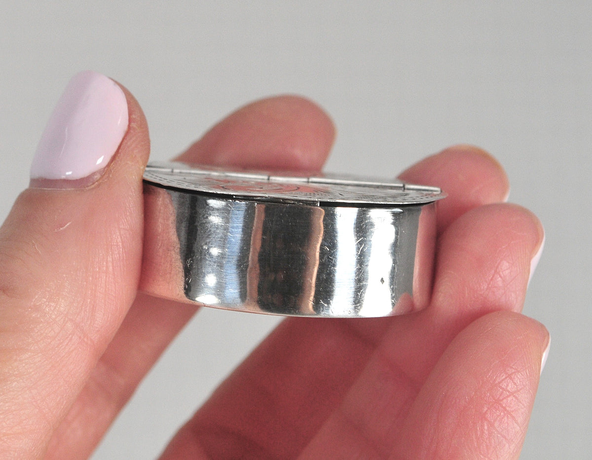 Vintage Sterling Silver Pill Box, Trinket Box