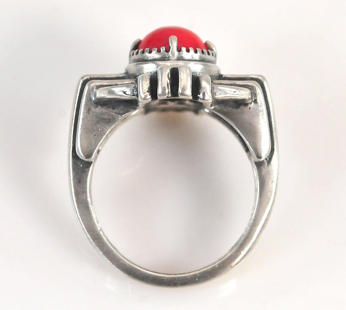 Carolyn Pollack Sterling Silver Coral Zia Ring