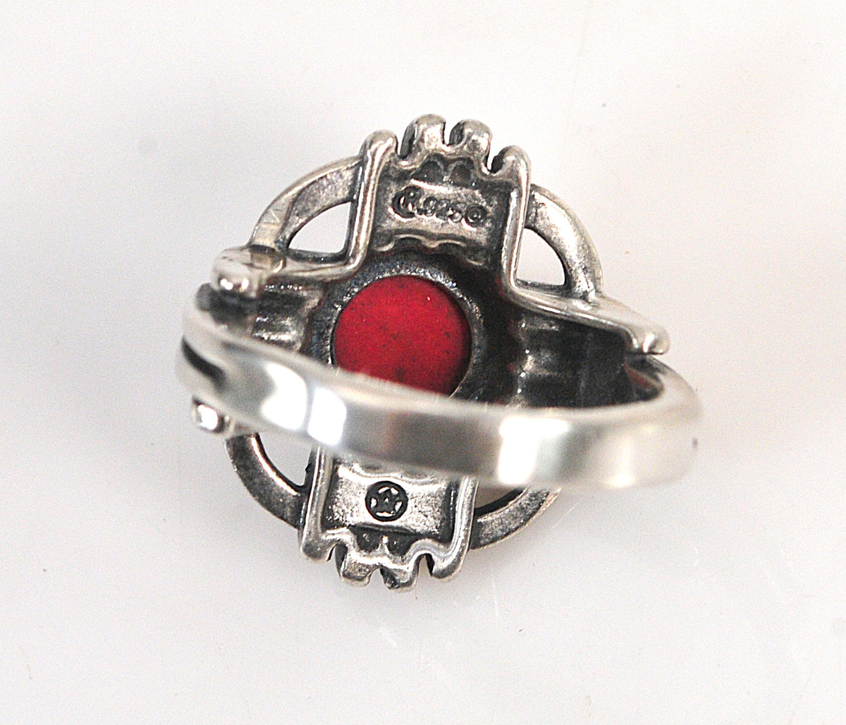 Carolyn Pollack Sterling Silver Coral Zia Ring