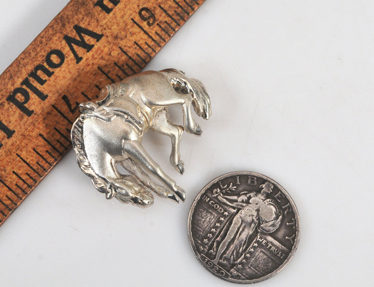 Vintage Sterling Silver Bucking Horse Brooch