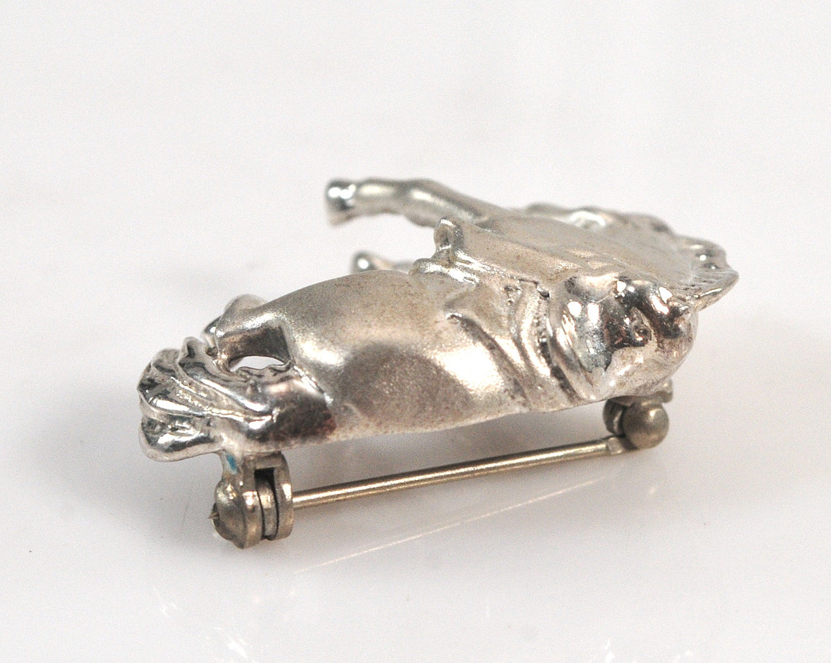 Vintage Sterling Silver Bucking Horse Brooch