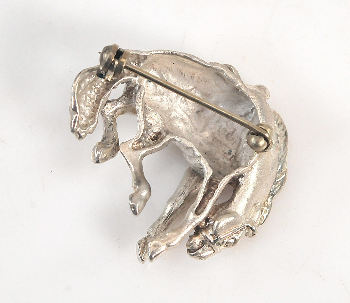 Vintage Sterling Silver Bucking Horse Brooch
