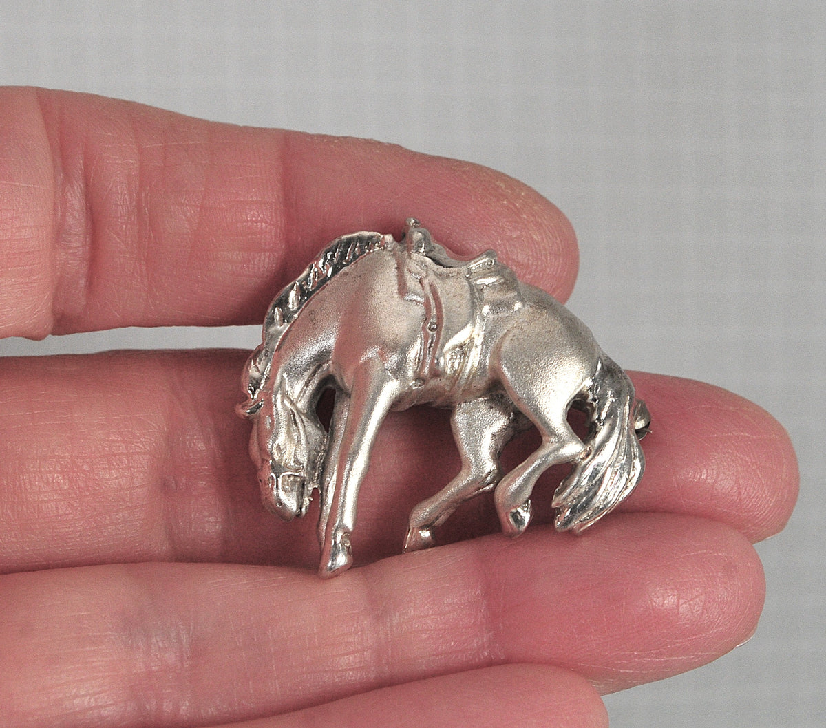 Vintage Sterling Silver Bucking Horse Brooch