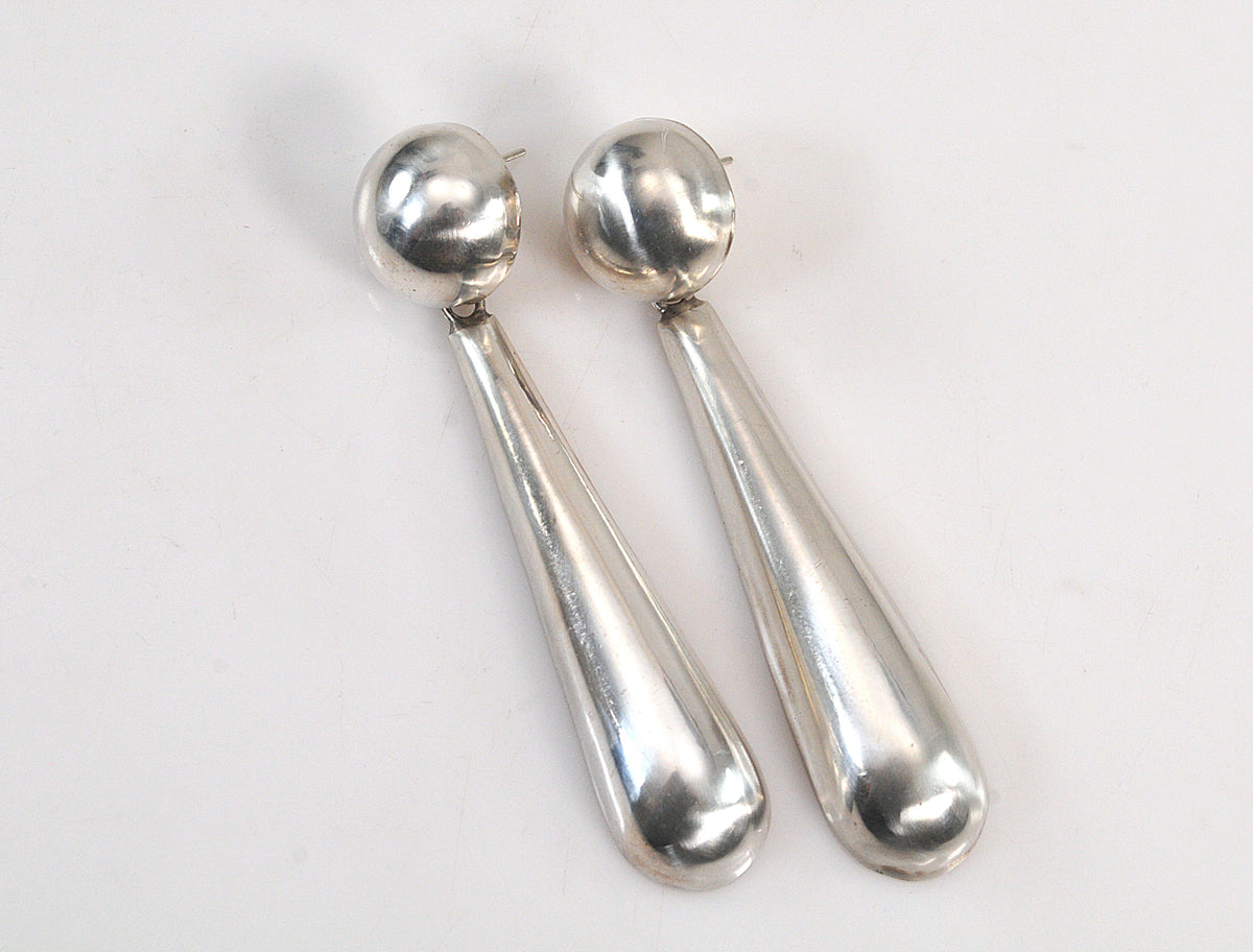 LONG Taxco Sterling Silver Statement Earrings