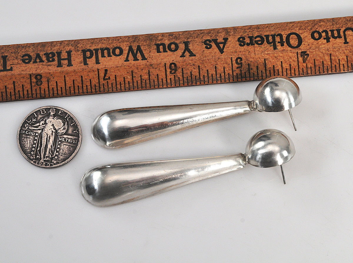 LONG Taxco Sterling Silver Statement Earrings