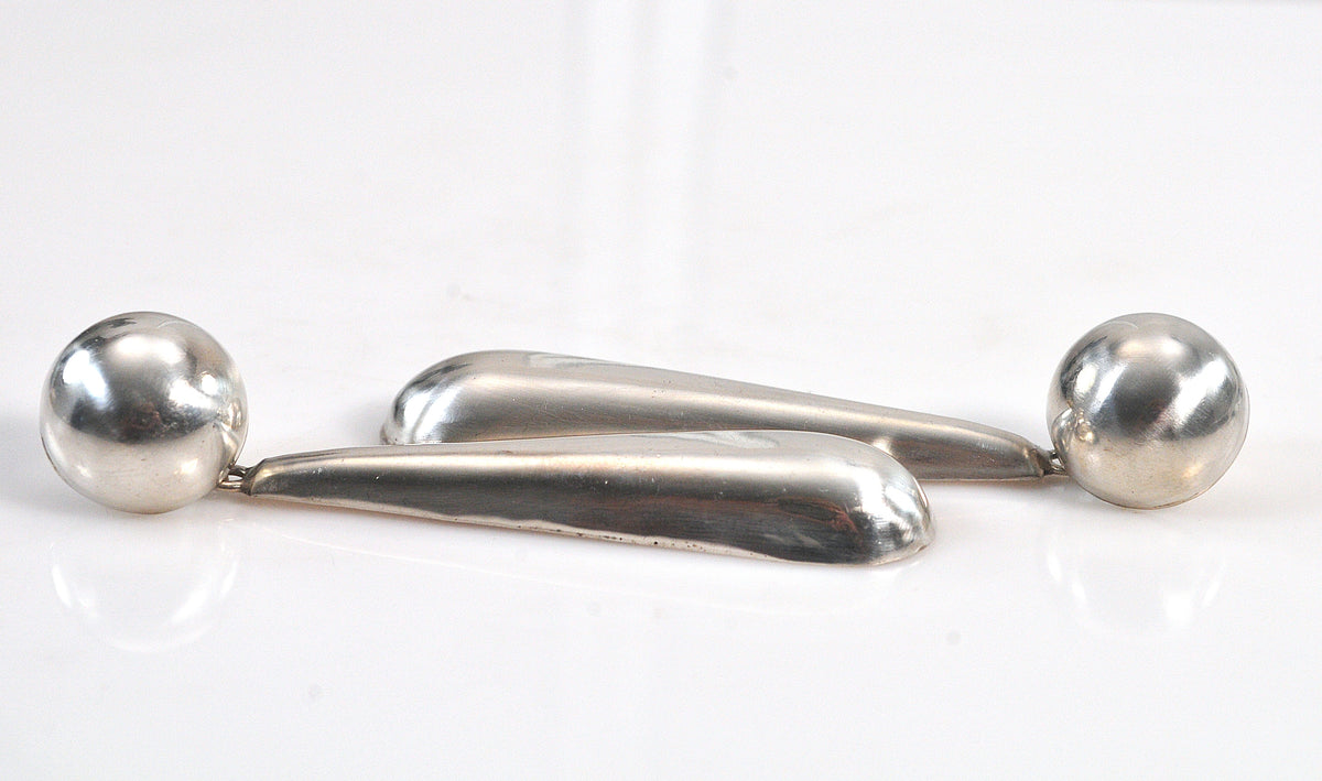 LONG Taxco Sterling Silver Statement Earrings