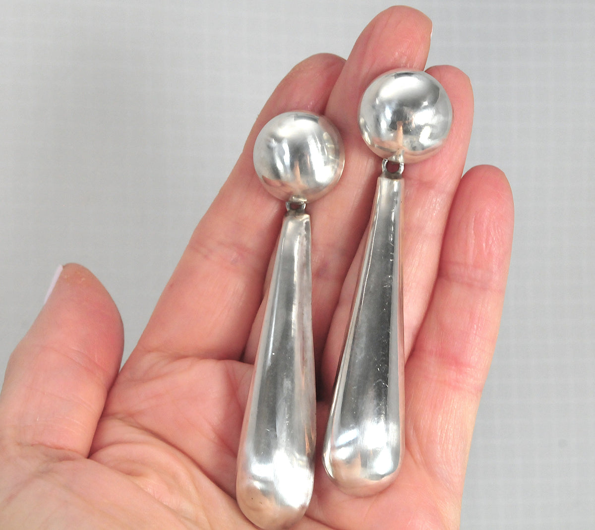 LONG Taxco Sterling Silver Statement Earrings