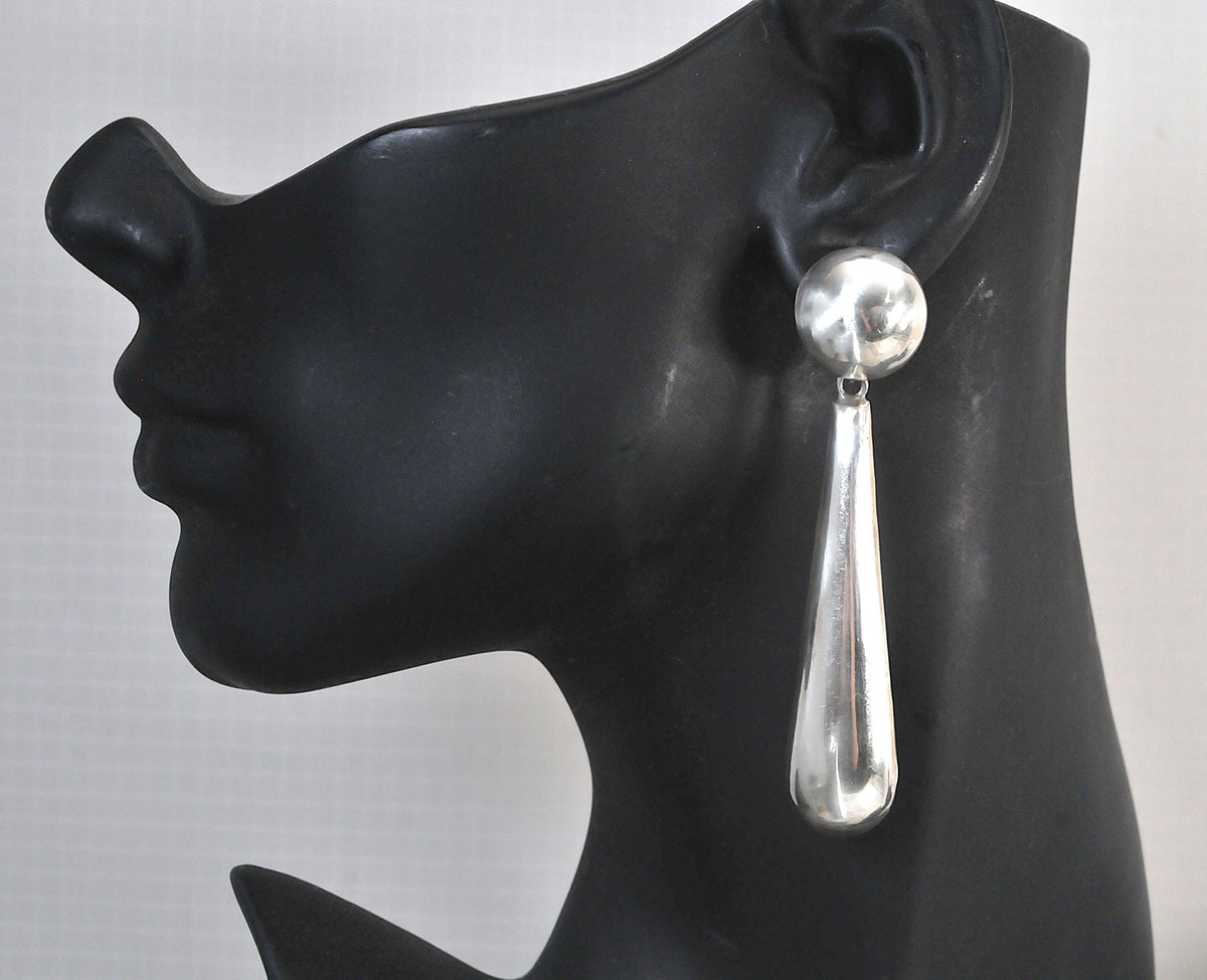 LONG Taxco Sterling Silver Statement Earrings