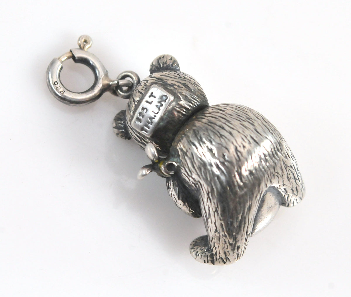 Sterling Silver Red Enamel Articulated Honey Bear Charm Pendant