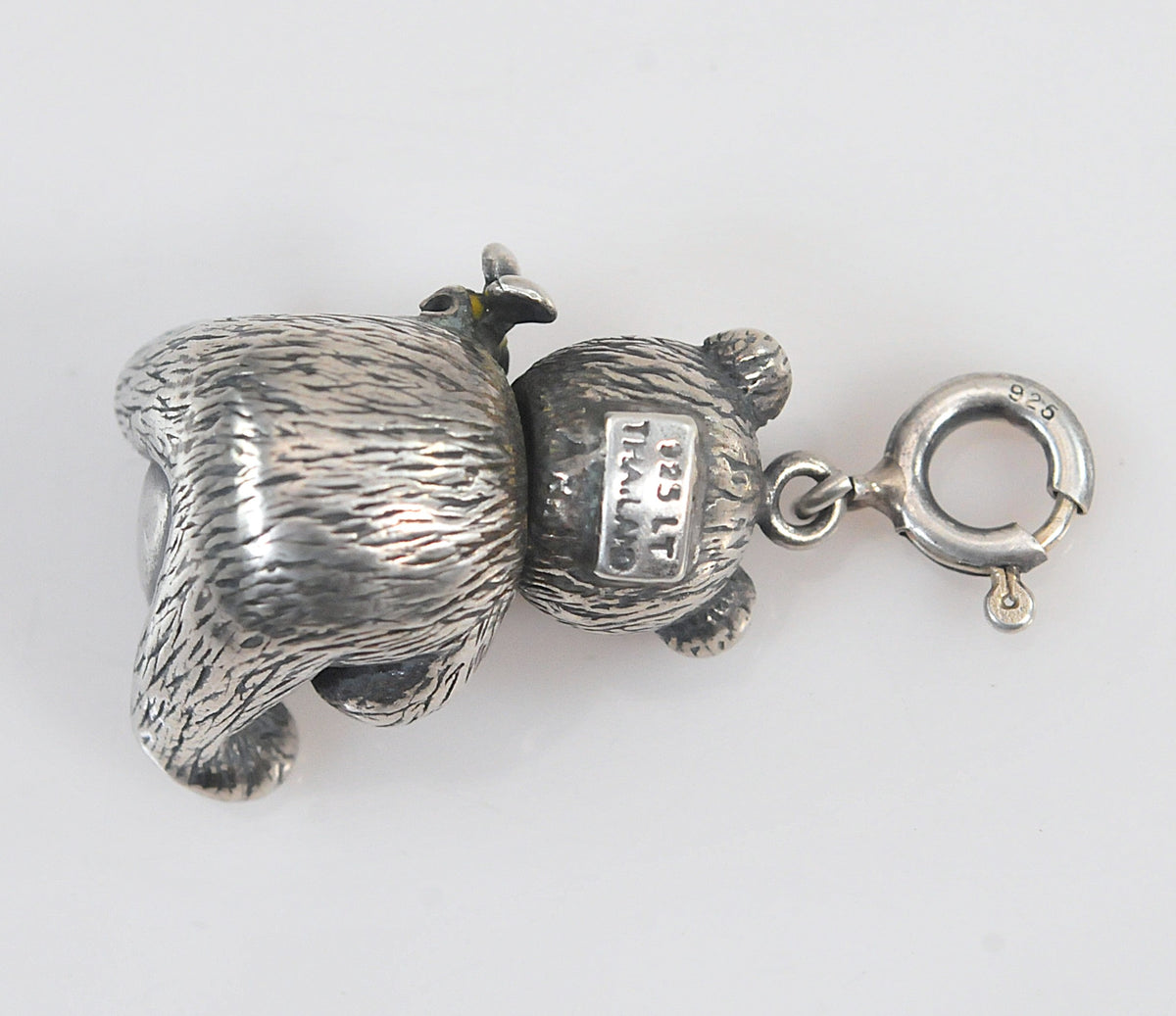 Sterling Silver Red Enamel Articulated Honey Bear Charm Pendant