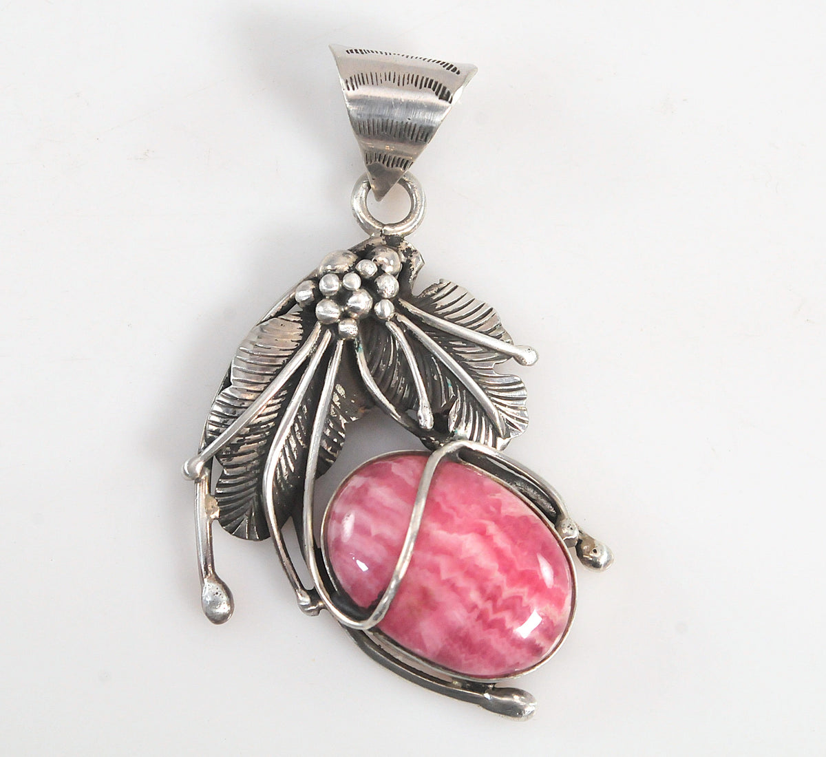 Artisan Sterling Silver Rhodochrosite Pendant