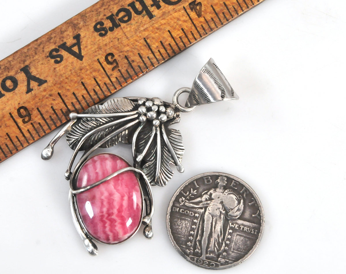 Artisan Sterling Silver Rhodochrosite Pendant